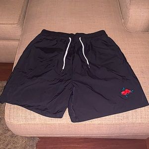 Mens Rose Embroidery Black shorts